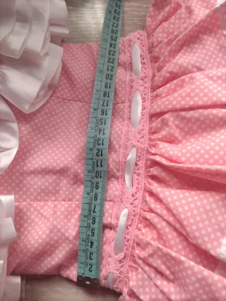 Vestido de sevillana niña rosa y blanco