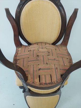 6 Sillas Isabelinas Madera y Tela Amarilla