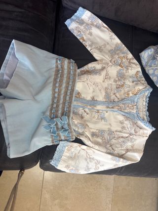 Conjunto 2 piezas niña 4 años, Celeste beige marr