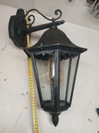 4 Faroles de metal y cristal