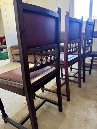 Juego 3 Sillas Clásicas Piel y Madera