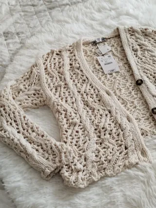 Cárdigan Zara Ganchillo Talla S Beige