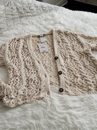 Cárdigan Zara Ganchillo Talla S Beige