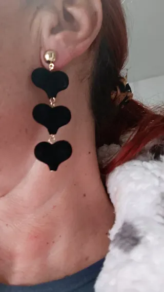 Pendientes Corazón Negro y Dorado