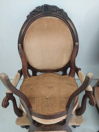 Juego de 3 Butacas y Sillas Isabelinas