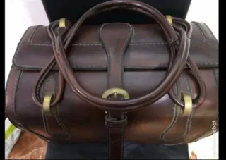 Bolso de viaje vintage de cuero italiano marrón