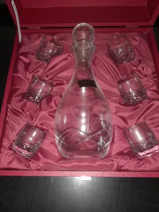 Juego Botella y Vasos de Cristal