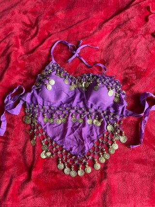 Top Danza Oriental Morado con Monedas Doradas