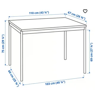 Mesa de comedor negra. Ikea 67x110cm