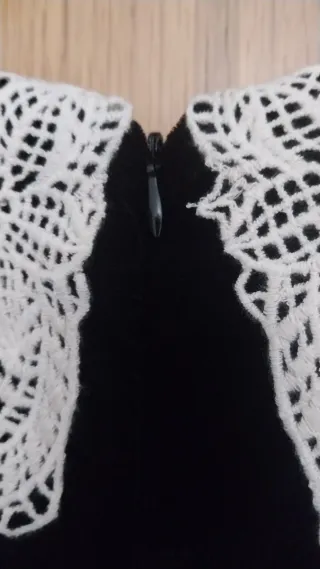 Top terciopelo negro crochet Zara