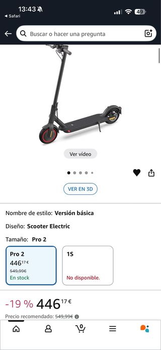 Patinete Xiaomi Pro 2 con cargador