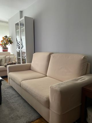 2 Sofás Hatsa 3 plazas tela beige