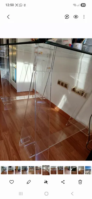 Mesa de diseño cristal y burras metacrilato