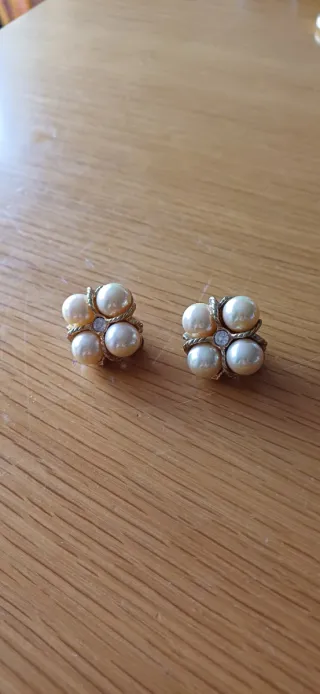 Orecchini vintage perle e strass a clips