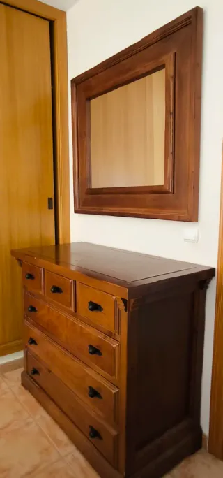 Comò in legno con specchio + 2 comodini