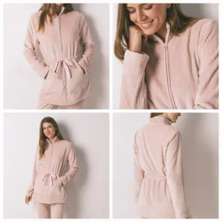 Bata midi tejido polar rosa Women'secret