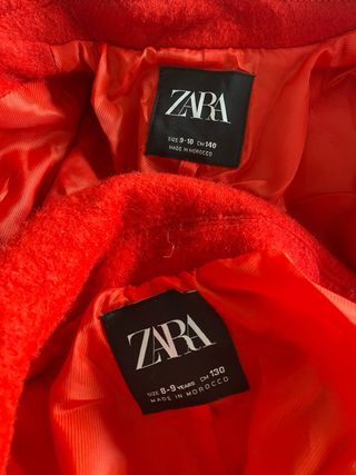 Abrigo Zara niña rojo talla 9-10