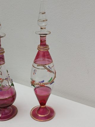 Coppia Vasi Bottiglia Vetro Soffiato