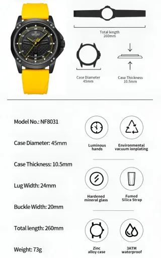 Reloj Naviforce Negro y Amarillo
