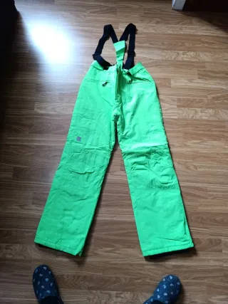 Pantalón de esquí verde neón con tirantes