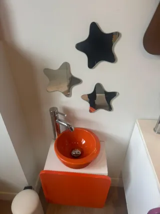 2 Lavabos y espejos estrellas pila de Cerámica y e