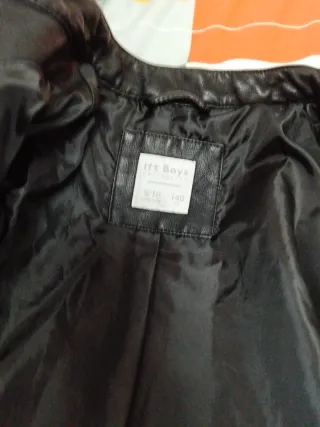 Cazadora cuero niños negra talla 9 10