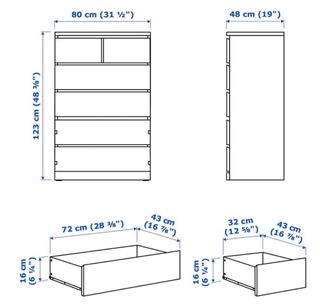 Cómoda 6 cajones madera oscura