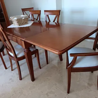 Mesa y 6 sillas de pino