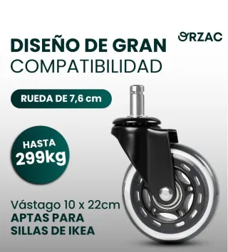 Ruedas Silla Oficina IKEA 10x22mm Pack 5
