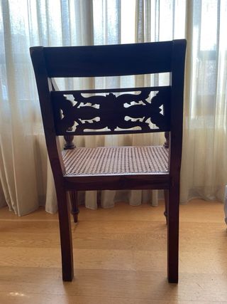 2 Butacas Teca Antiguas con Rattan