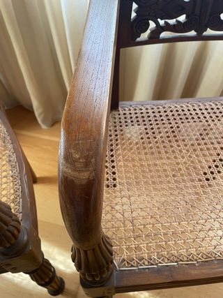 2 Butacas Teca Antiguas con Rattan