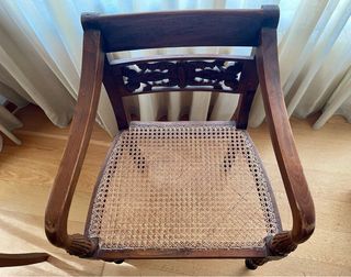 2 Butacas Teca Antiguas con Rattan