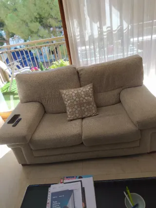 Sofá de 2 plazas beige/marrón
