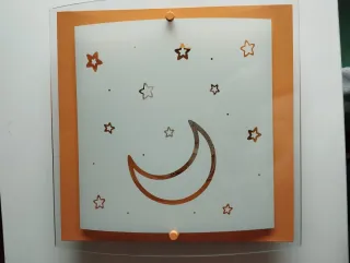 Plafón infantil naranja luna y estrellas