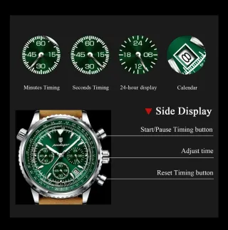 Reloj POEDAGAR Hombre Verde y Marrón