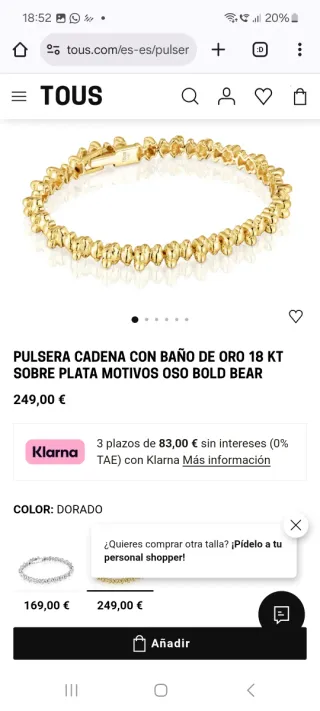 Pulsera Tous Ositos Oro