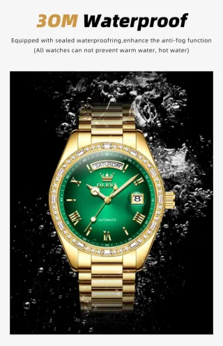 Reloj OLEVS Automático Dorado y Verde