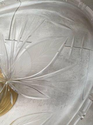 Centro de mesa vidrio y bronce dorado