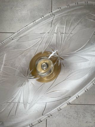 Centro de mesa vidrio y bronce dorado