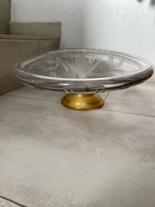 Centro de mesa vidrio y bronce dorado