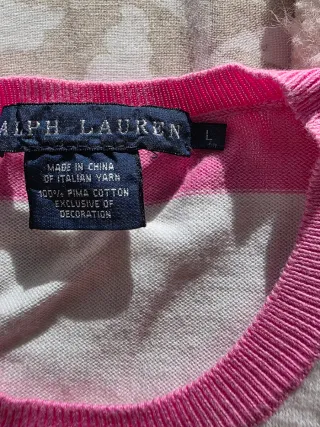 Jersey Polo Ralph Lauren Rayas Rosa Talla L
