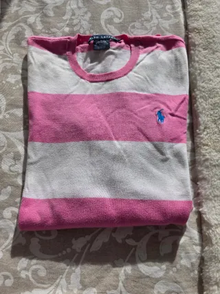 Jersey Polo Ralph Lauren Rayas Rosa Talla L