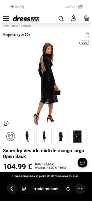 Vestido Superdry negro y plateado