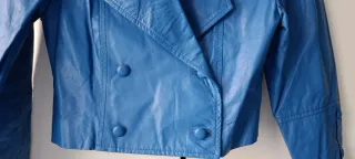 Cazadora Piel Vintage Azul