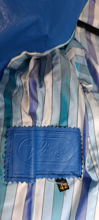 Cazadora Piel Vintage Azul