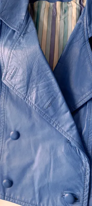 Cazadora Piel Vintage Azul