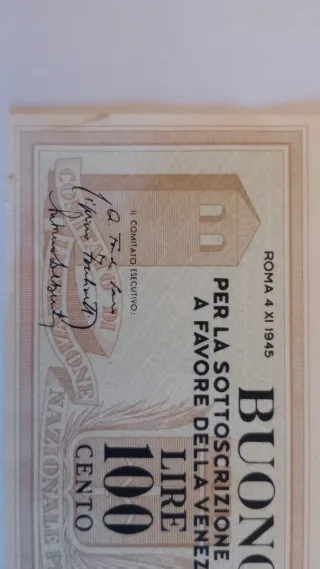 Buono 100 Lire Venezia Giulia 1945