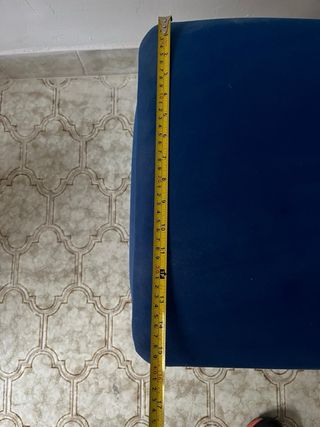 Puff baúl / arcón azul y marrón