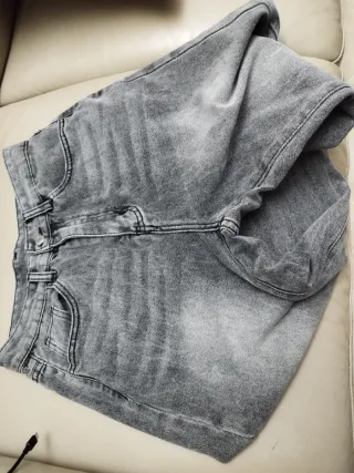 Jeans a gamba larga denim grigio ragazza taglia S