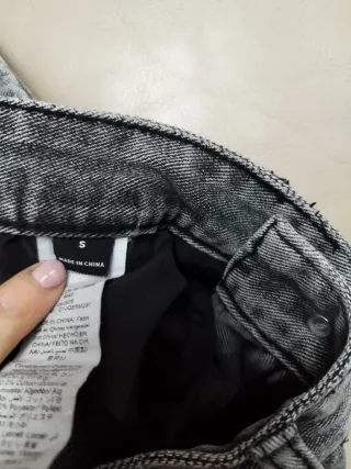 Jeans a gamba larga denim grigio ragazza taglia S